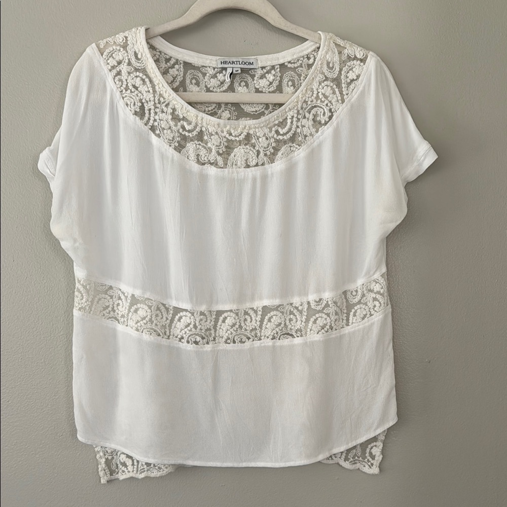 Anthropologie x Heartloom Lace Paneled Top